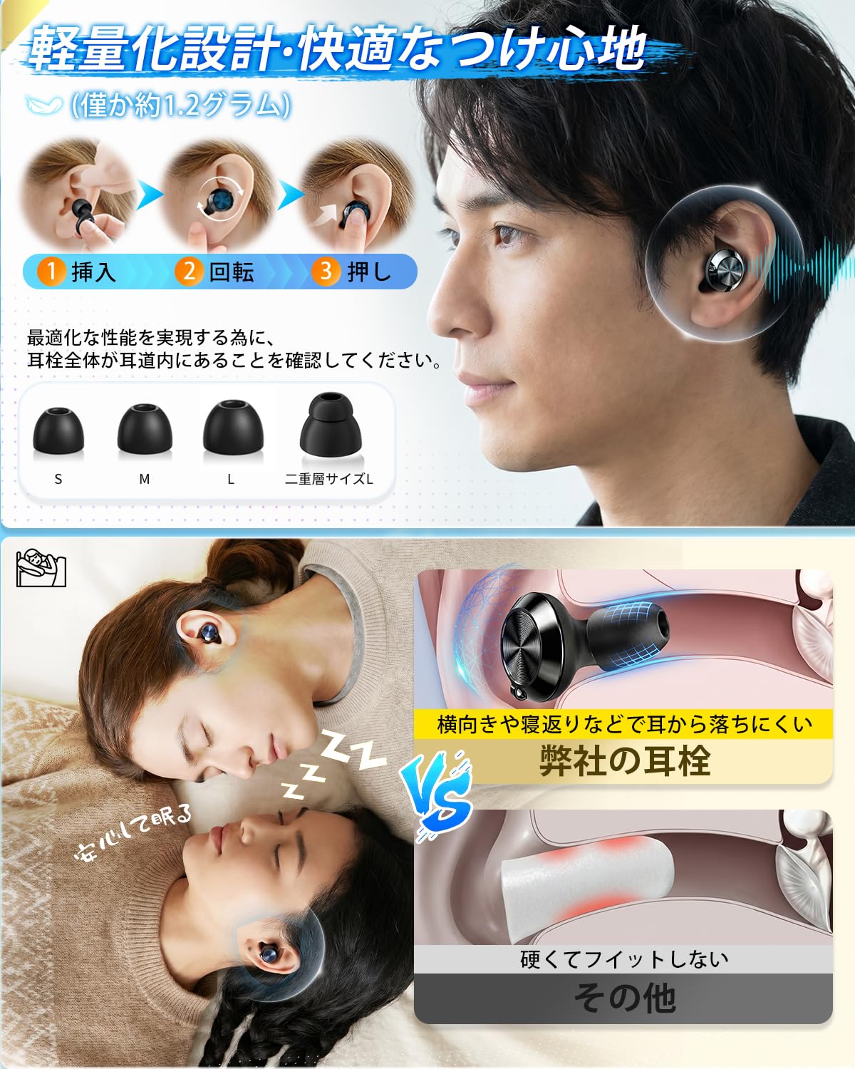 Amazon | 【2026年最新3モードノイズキャンセリング調整】耳栓 睡眠用